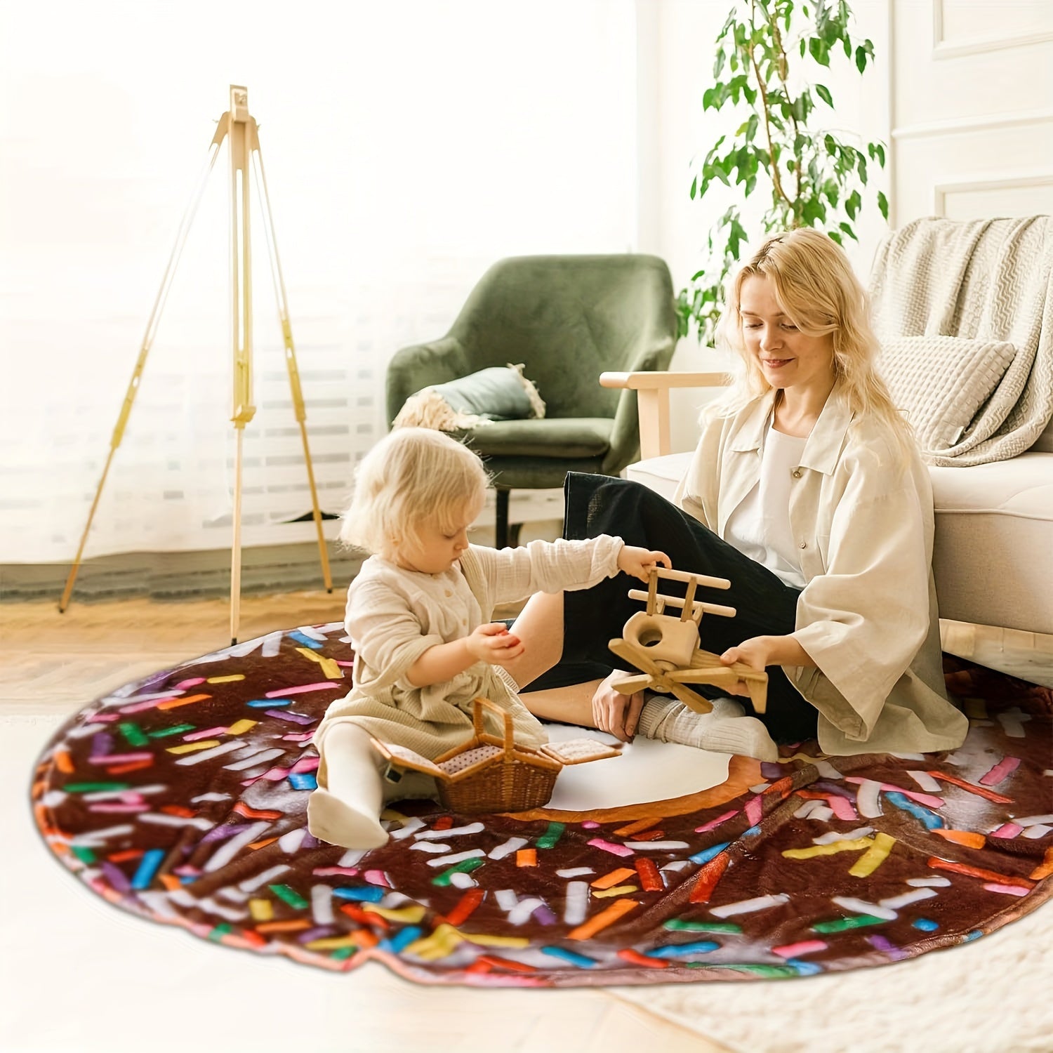 Soft and Warm Flannel Round Blanket Donut Throw Blanket