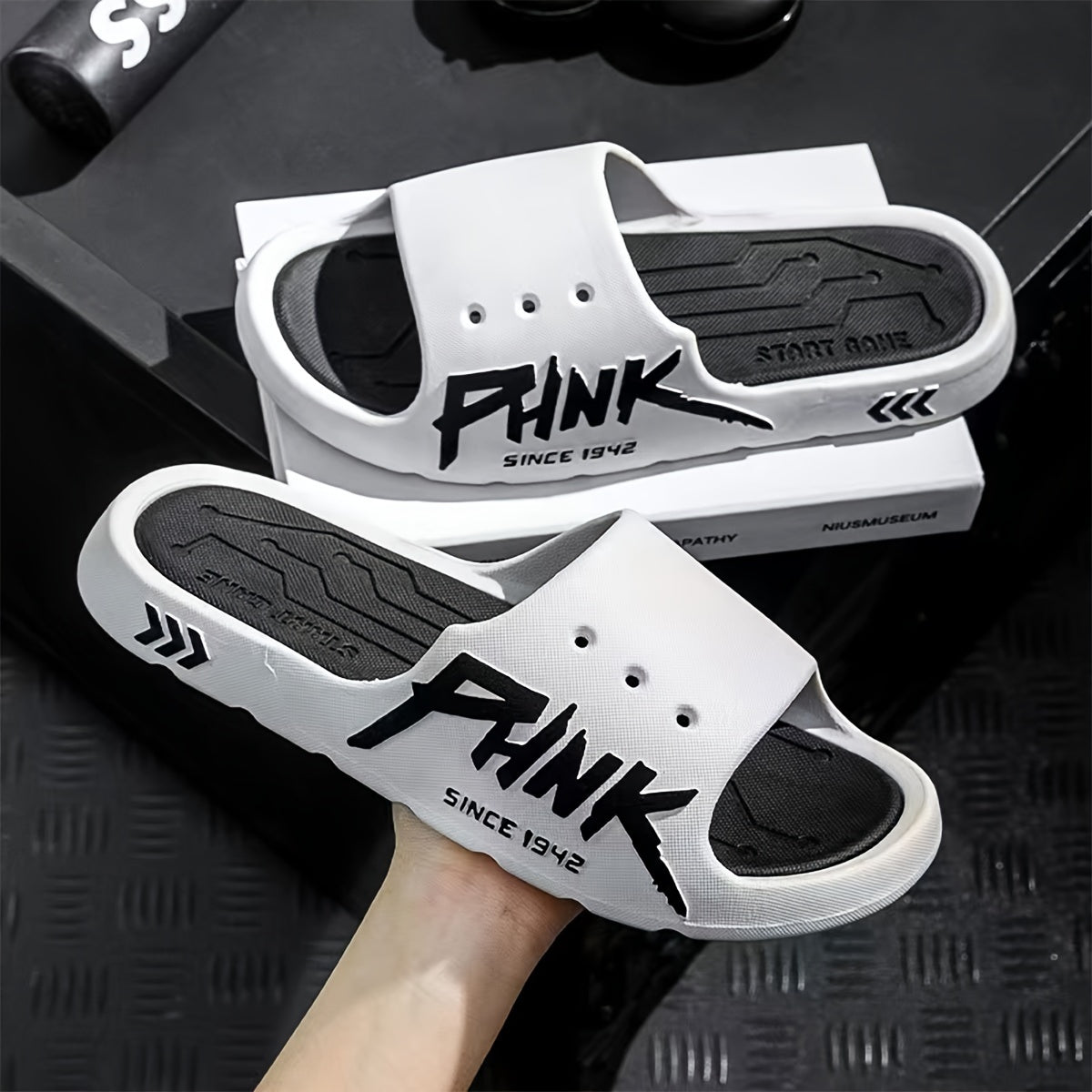 Men's PUNK Pattern Slides Soft Sole Slippers