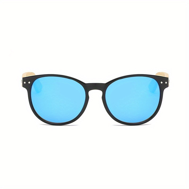 Round Frame Rice Nail Polarized Bamboo Sunglasses