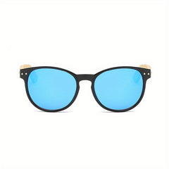 Round Frame Rice Nail Polarized Bamboo Sunglasses