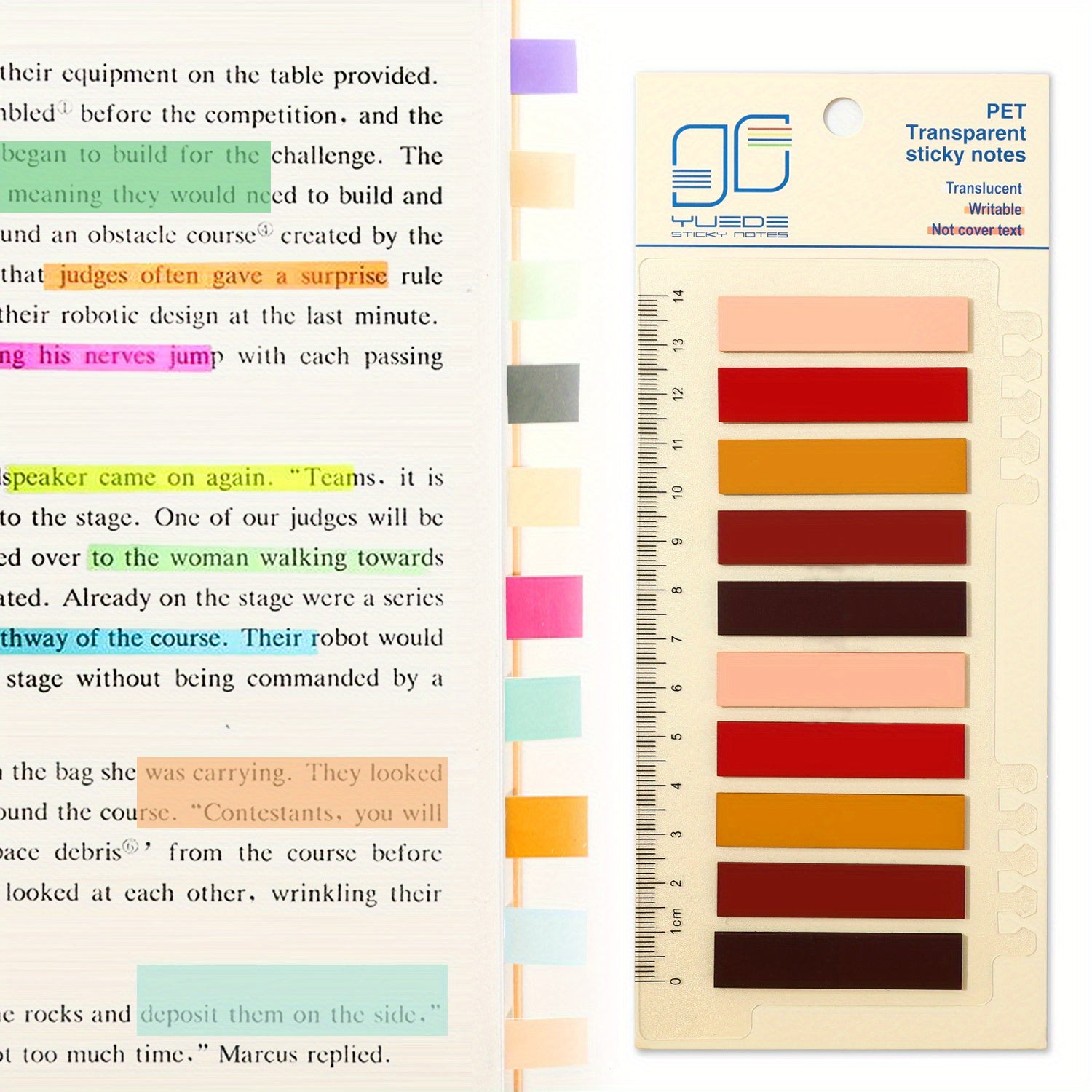 200 Assorted Translucent Sticky Notes Index