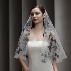 Gothic Butterfly Bridal Veil Floral Tulle Wedding Hair Accessory