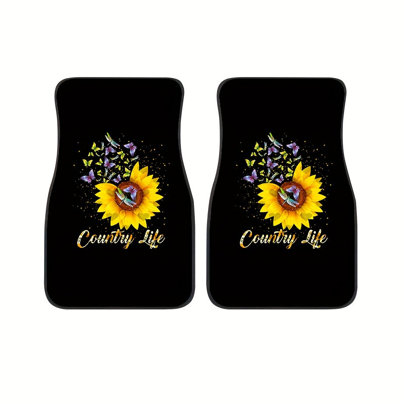 Sunflower & Butterfly Car Seat Covers Set Front & Rear Seat Mats Car Interior
