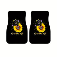 Sunflower & Butterfly Car Seat Covers Set Front & Rear Seat Mats Car Interior