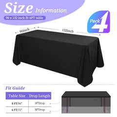 4pcs Elastic Table Cover Round Stretch Tablecloth Cocktail Fitted Tablecloths