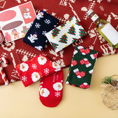 4 Pairs Christmas Print Socks Warm & Mid Tube Women's Stockings