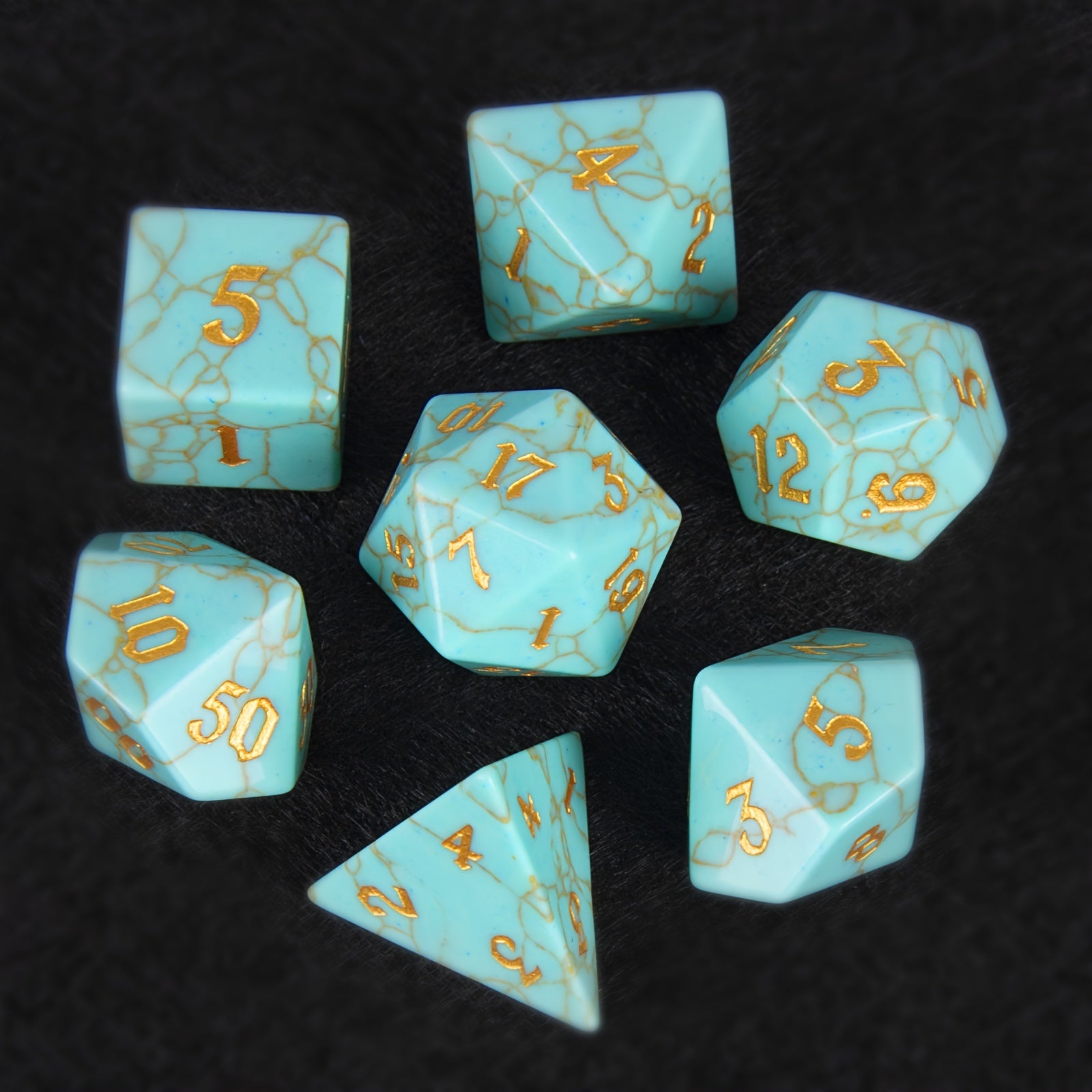 7pcs Green Emerald Dices Minimalist Style for Board Games