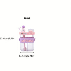 Double Straw Cups 800ML Leak Proof Drinking Bottles with Shoulder Strap