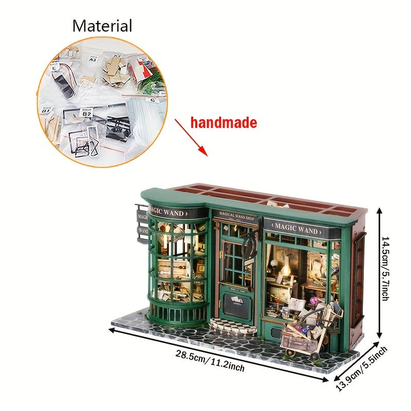 Magic House Dollhouse European Vintage Style With Furniture Dark Green