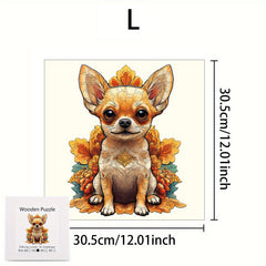 Wooden Puppy in Flower Cluster 3D Puzzle Toy
