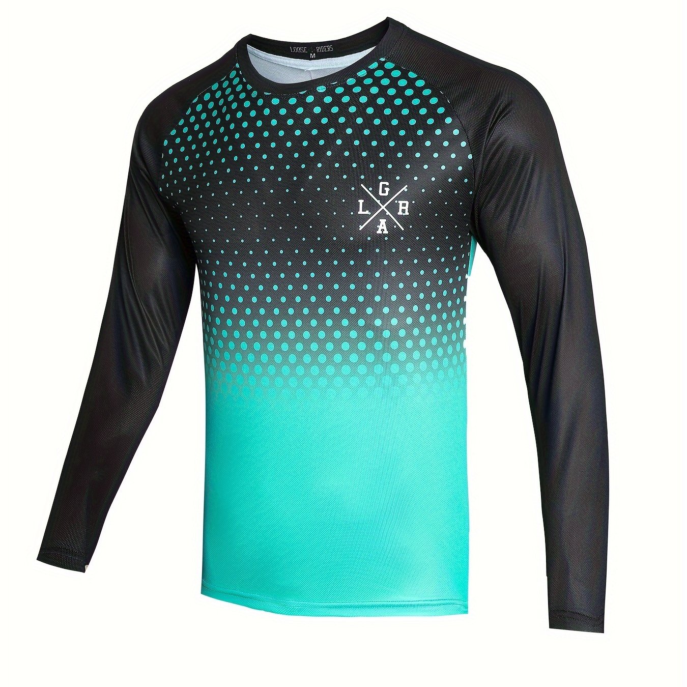 Polka Dots Print Men's Cycling Jersey Round Neck Long Sleeve