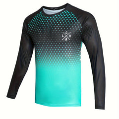 Polka Dots Print Men's Cycling Jersey Round Neck Long Sleeve