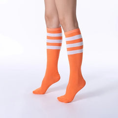Mismatched Block Knee High 3 Stripe Socks Women's Stockings