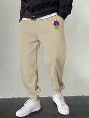 Men's Green Skull Print Joggers Casual Sweatpants
