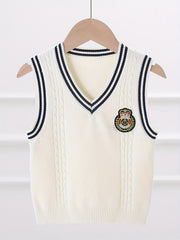 Boys V Neck Knitted Cotton Sweater Vest