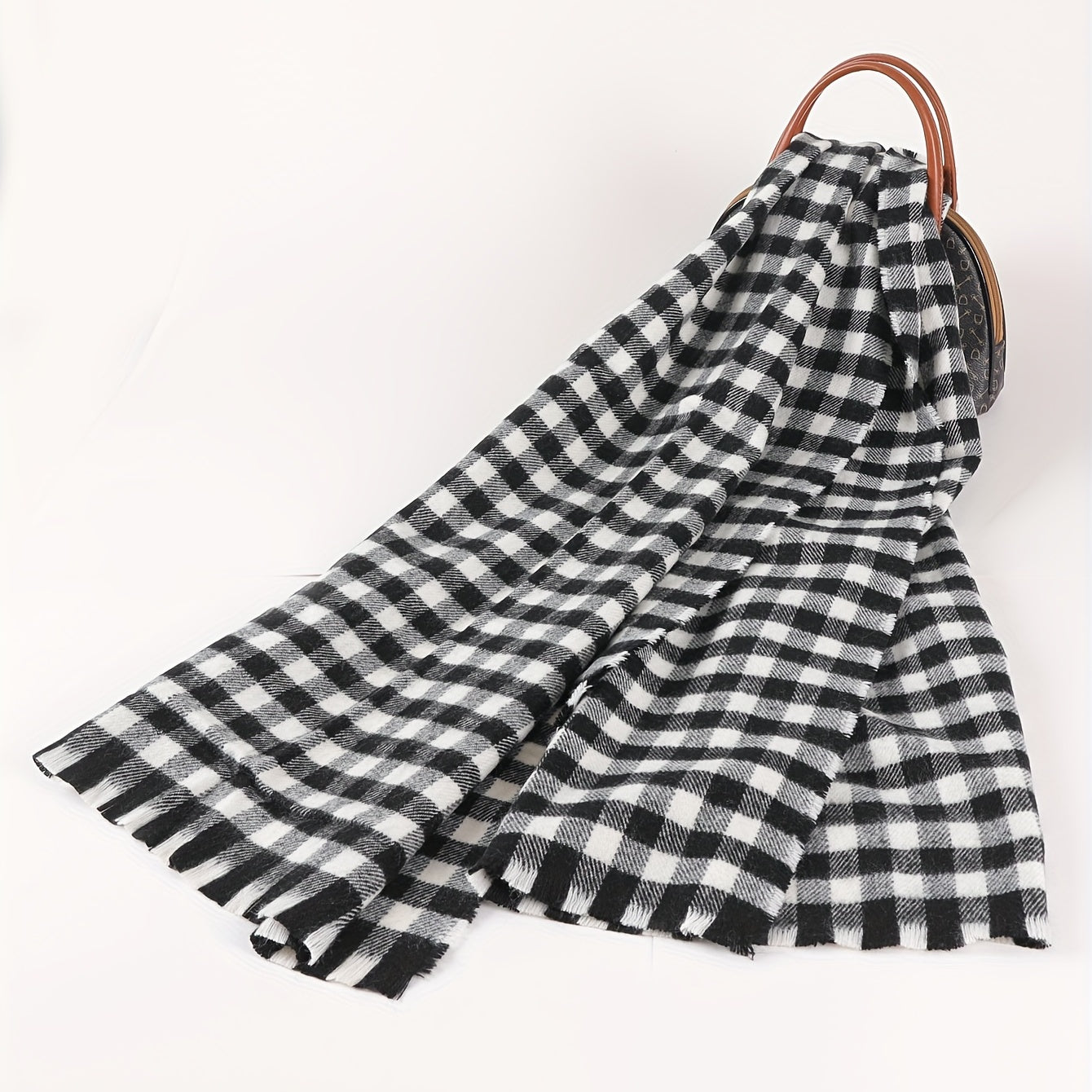 Vintage Plaid Print Scarf & Shawl Windproof Head Wrap Warm Scarves