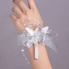 Pearl Flower Bridal Bracelet Bridesmaid Wedding Butterfly Crystal Bracelet