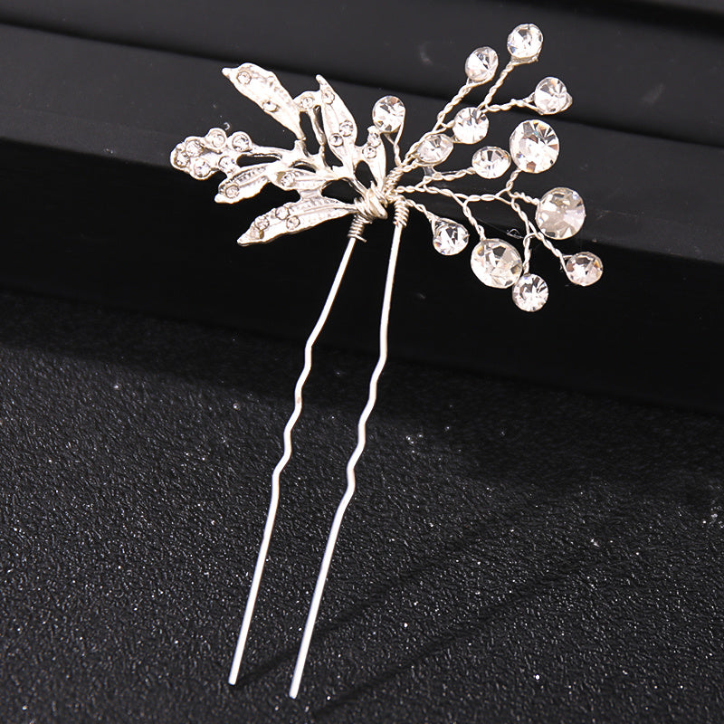 Rhinestone Bridal Hair Comb Clip Golden Hair Accessories For Brides