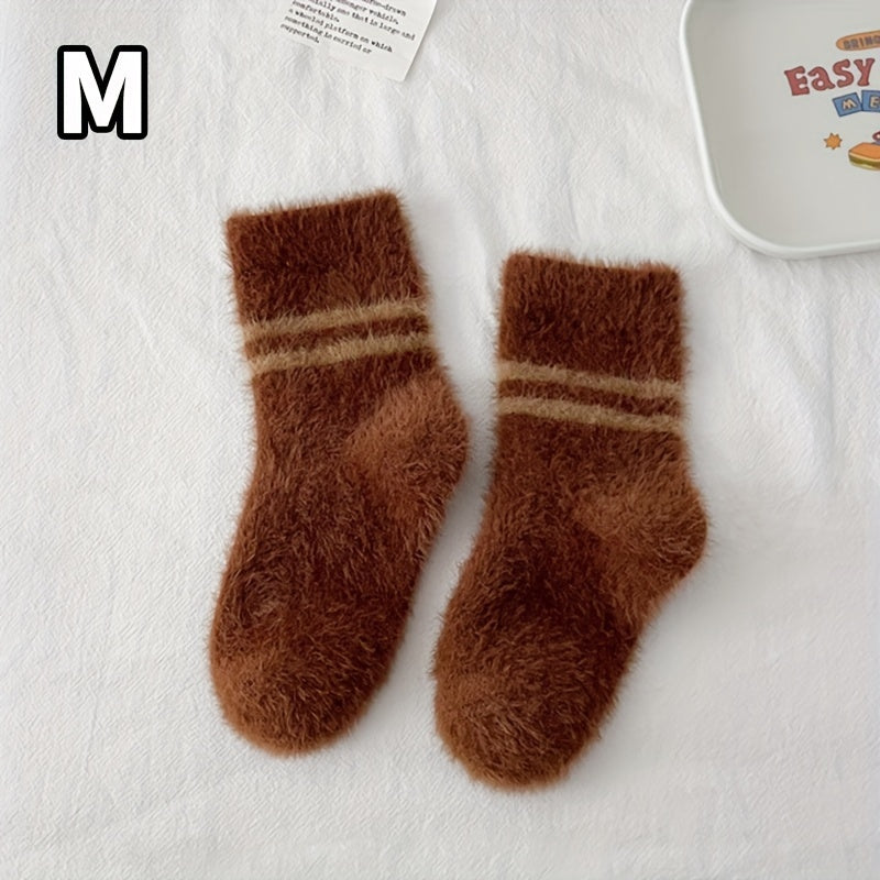 Boy's Striped Crew Socks Breathable Nylon Blend Plush Casual Style Unisex Socks