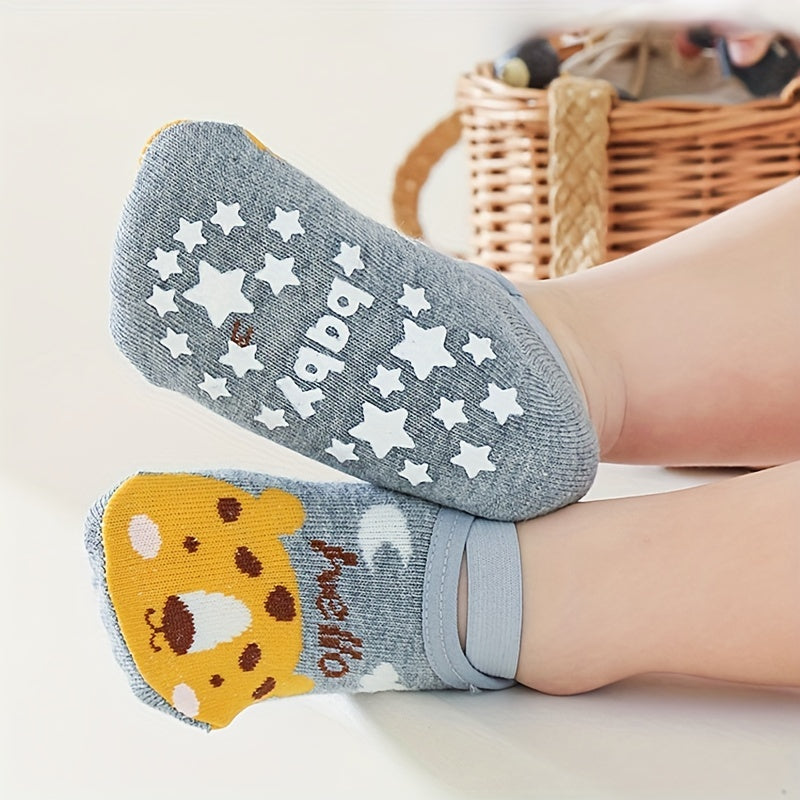 Baby Casual Cartoon Floor Socks With Non slip Straps