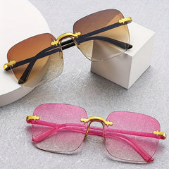Large Rimless Sunglasses Gradient UV400 Sun Shades Glasses