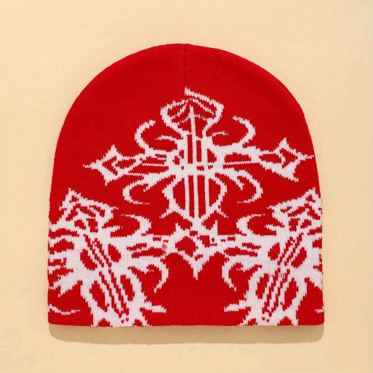 Anime Totem Jacquard Beanie Hip Hop Solid Knit Hat Unisex Elastic Lightweight