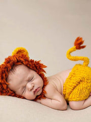 2pcs Baby Newborn Boys Lion Cap And Shorts Set Costume