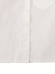 Girls Collared Button Down Varsity Shirt Kids Teens School Uniform Cotton