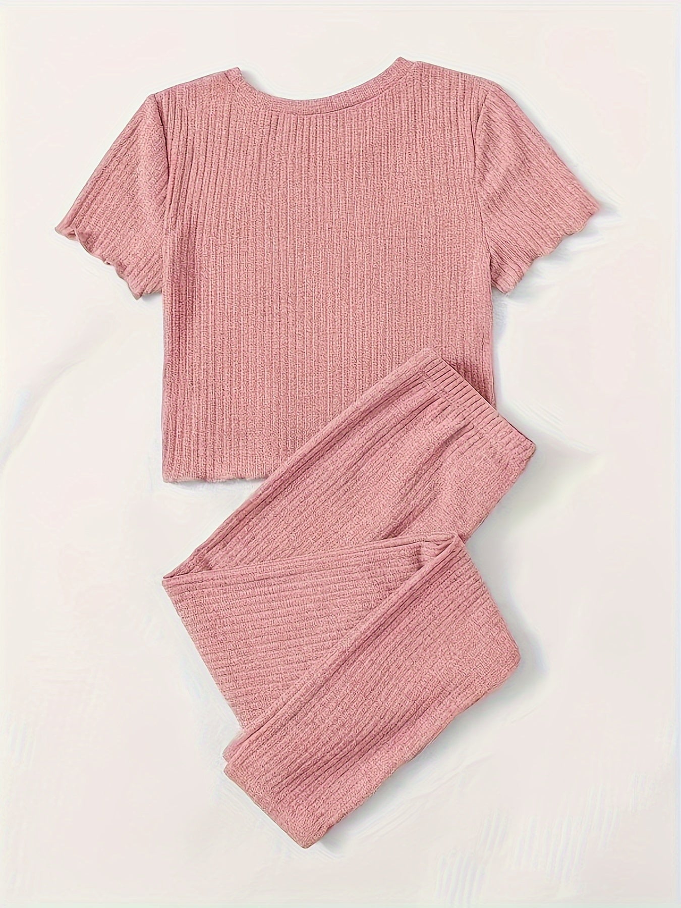 Letter Print Lounge Set Short Sleeve Top & Pants Women's Loungewear