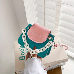 Girls Block Handbag PU Leather Shoulder Bag Messenger Coin Purse Wallet