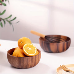 Solid Wood Salad Bowl Outdoor Camping Dining Utensils