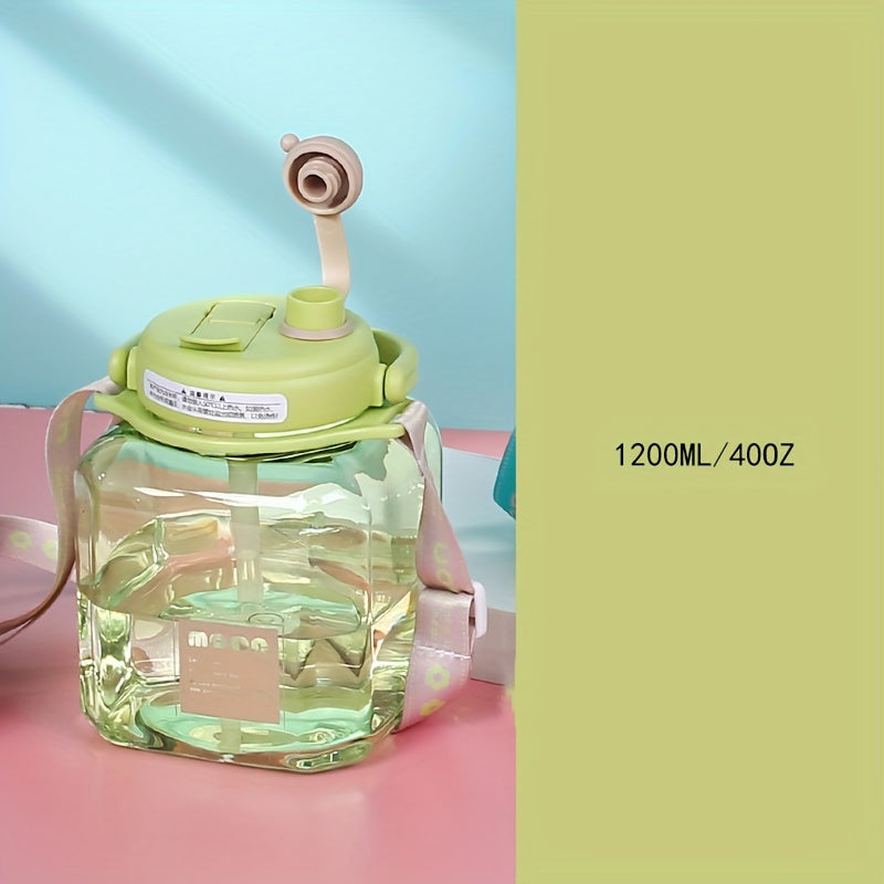 1200ml Square Belly Cup Portable Water Bottle Leakproof Large Capacity