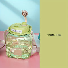 1200ml Square Belly Cup Portable Water Bottle Leakproof Large Capacity