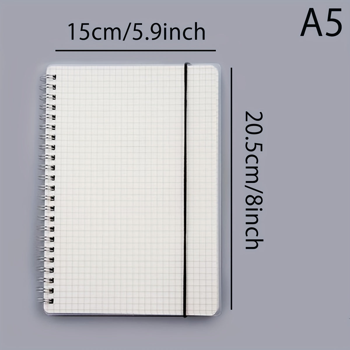 80 Sheets Coil Notebook PP Cover Horizontal Line Grid Hardcover Waterproof A5 B5