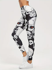 Skull Print Breathable Leggings Activewear