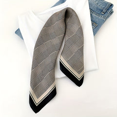 Houndstooth Print Square Scarf Satin Neckerchief Bandana Women Decorative