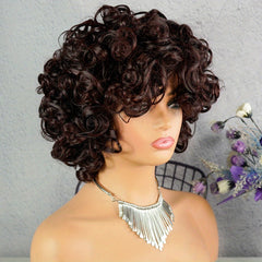 4 Cm Glueless Virgin Brazilian Bob Short Egg Curls Bouncy Curly Human Hair Wigs