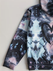 Girls Tie Dye Heart Print Hoodie Kids Clothes