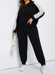 Contrast Lace Top & Joggers Set