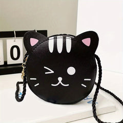 Sweet Mini Crossbody Bag Cartoon Kitten Coin Purse Girls Messenger Bag