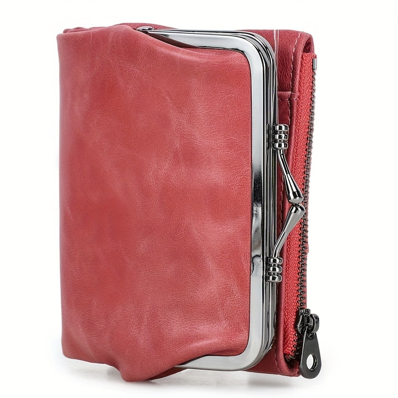 Vintage Leather RFID Blocking Wallet with Zipper Closure