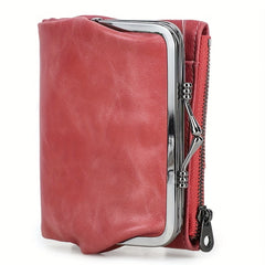 Vintage Leather RFID Blocking Wallet with Zipper Closure