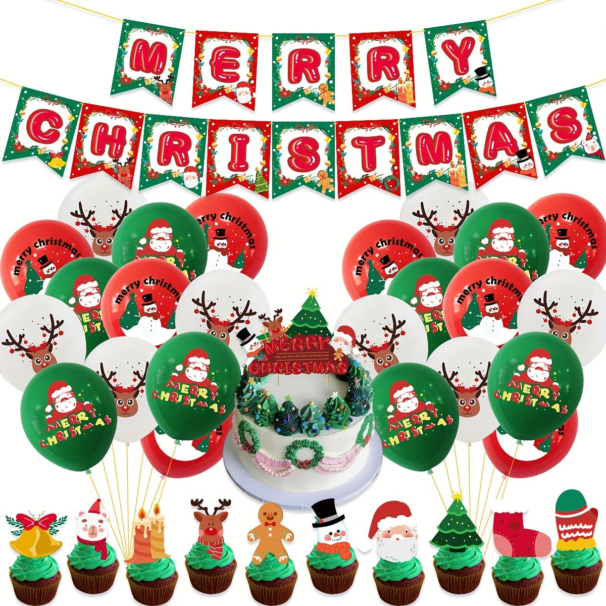 Christmas 12" Latex Balloon Elk Santa Claus Home Decoration