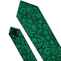 Barry Wang Green Silk Necktie Set For Men