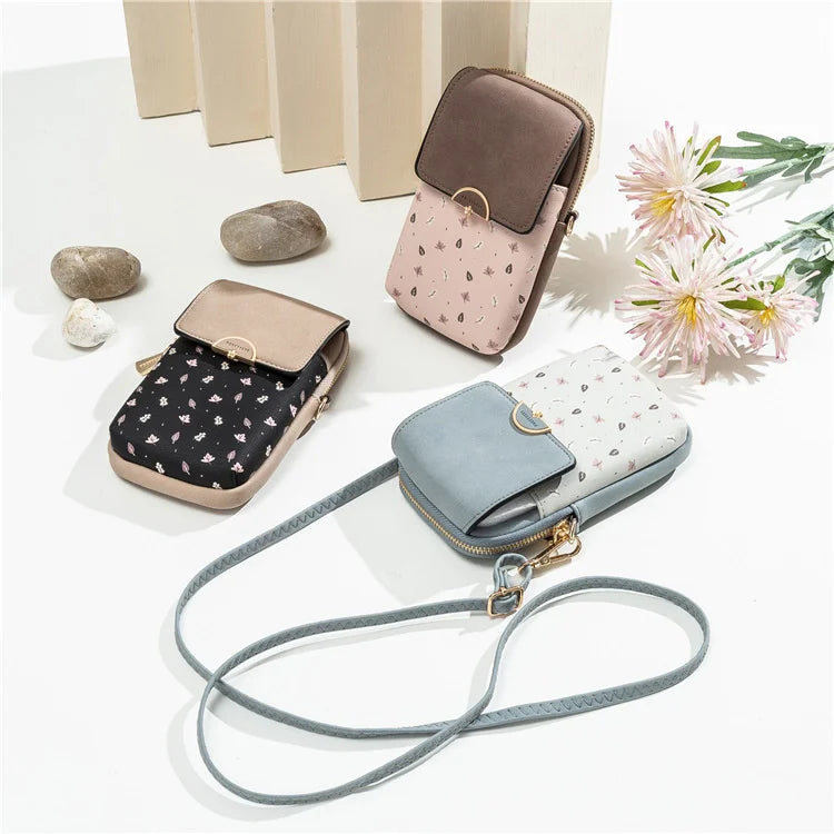 Floral Contrast Mobile Phone Bag Zero Purse Messenger Bag Female