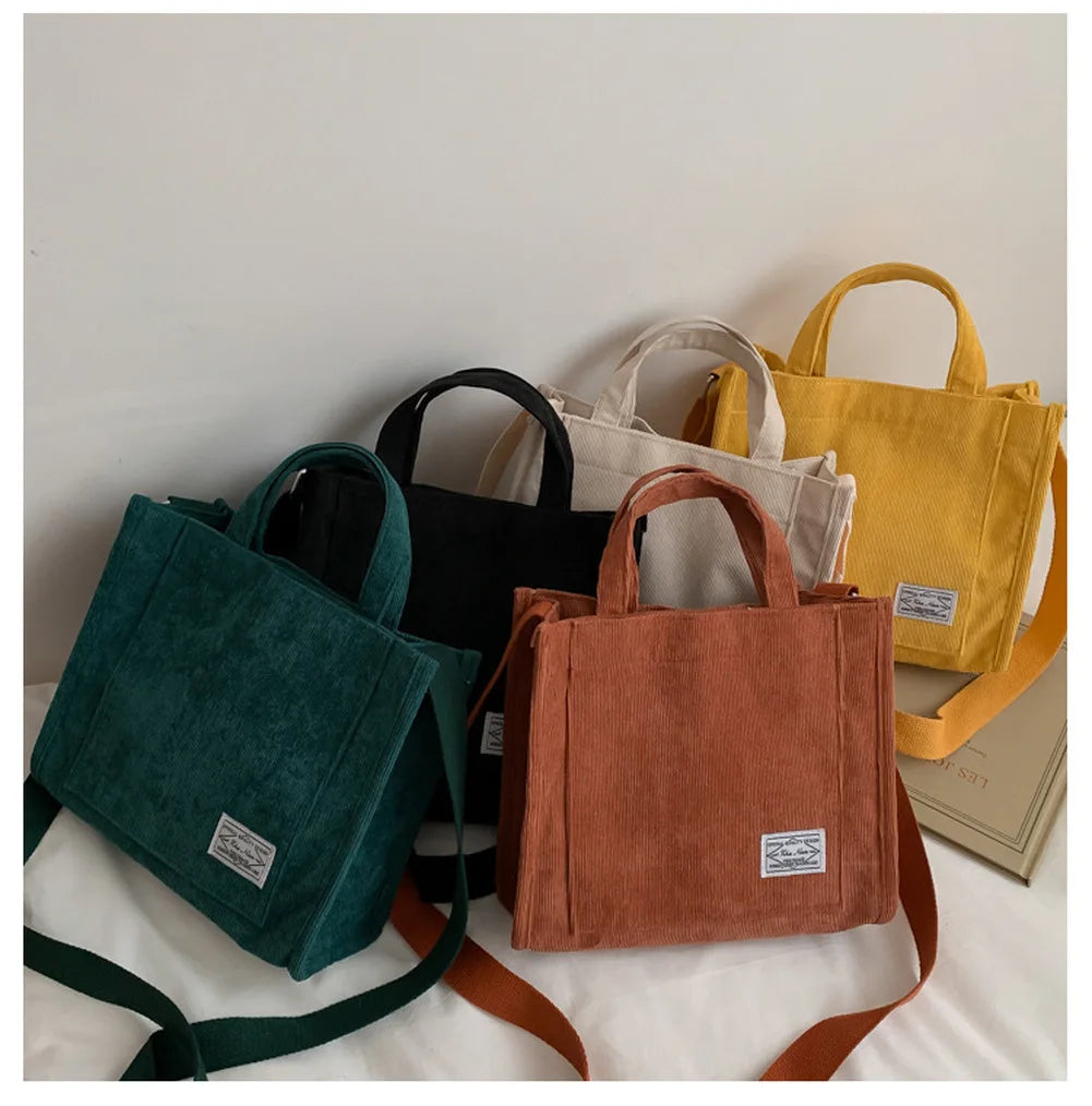 Women Cotton Zipper Handbag Retro Art Canvas Crossbody Bag