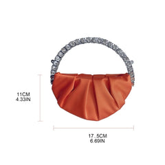 Rhinestone Circular Handle Evening Bag Women Clutch Party Purse