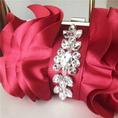 Rhinestone Evening Handbag Pleated Clutch Bag Chain Wedding Prom Crossbody