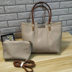 Leather Tote Bag Women Large Capacity Shopper Bag 2 Pcs Set Shoulder Sac a Main