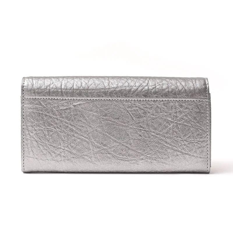 Long Women's Leather Wallet Clutch Solid Purse Genuine Leather
